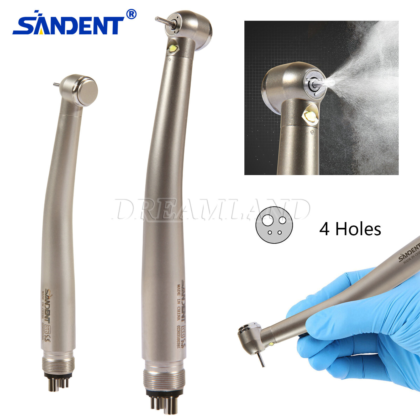 NSK Style Fiber Optic Dental E-generator LED 3-Spray High Speed handpiece 4 Hole
