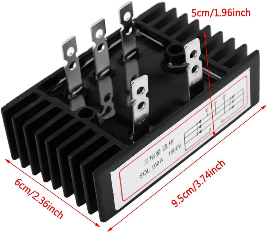 Bridge Rectifier SQL100A 1600V 3 Phase AC to DC Diode Module High Power Heatsink
