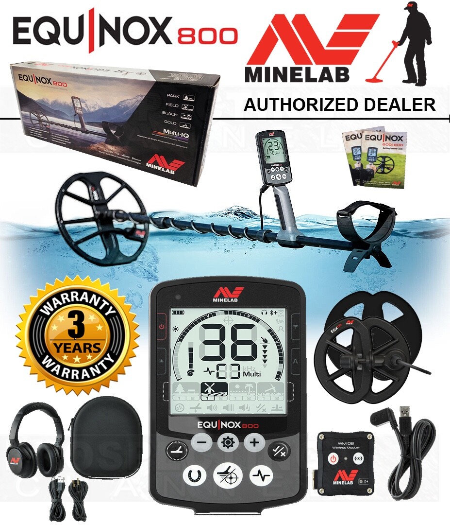 MINELAB EQUINOX 800 METAL DETECTOR with 6″ and 11″ Coil + 3 YEAR WARRANTY +