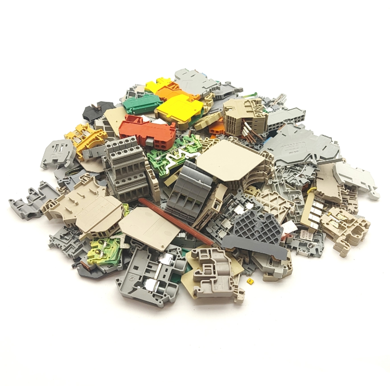 3lbs of Randomly Assorted DIN Rail Terminal Blocks, Phoenix, WAGO, ME, Entrelec