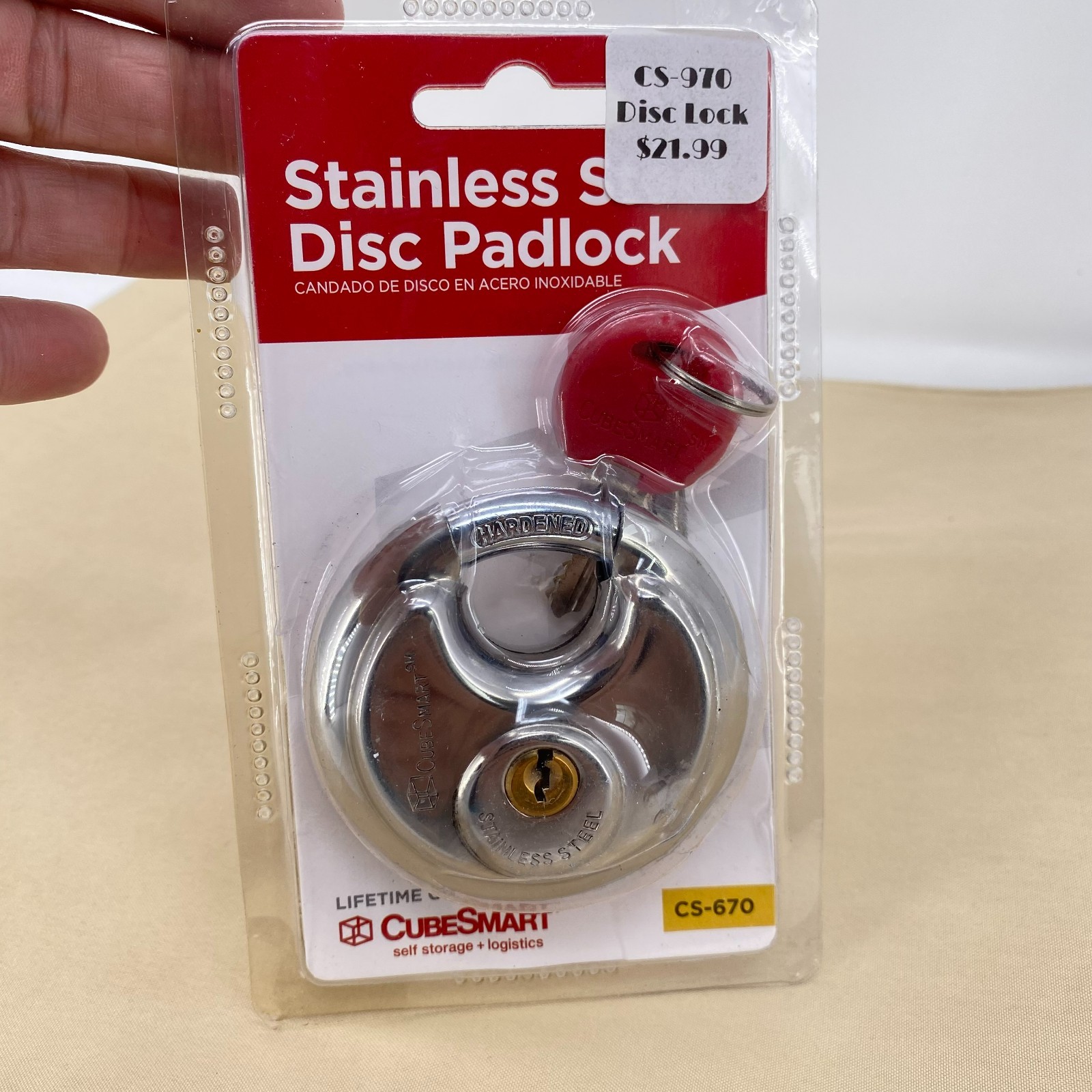 CubeSmart Stainless Steel 2 ¾» Disc Padlock CS-670 Lock