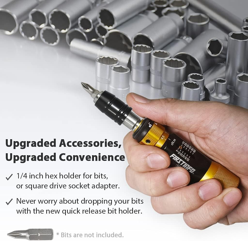 Precision Torque Limiting Screwdriver: 0.44-5.31 in-lb Range, Quick-Release