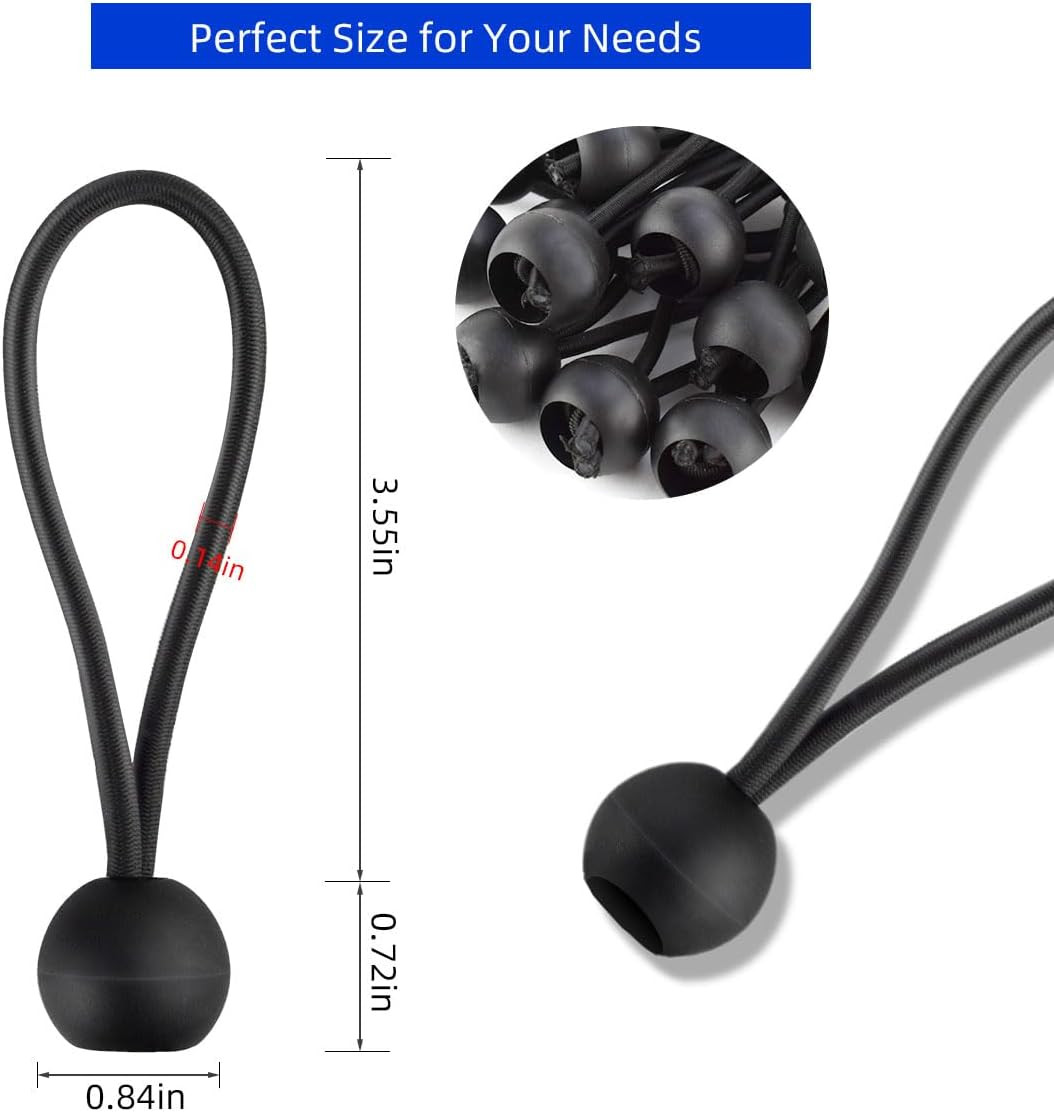 20 Pack 4″ Bungee Balls Cords with Ball Heavy Duty Elastic Tarp