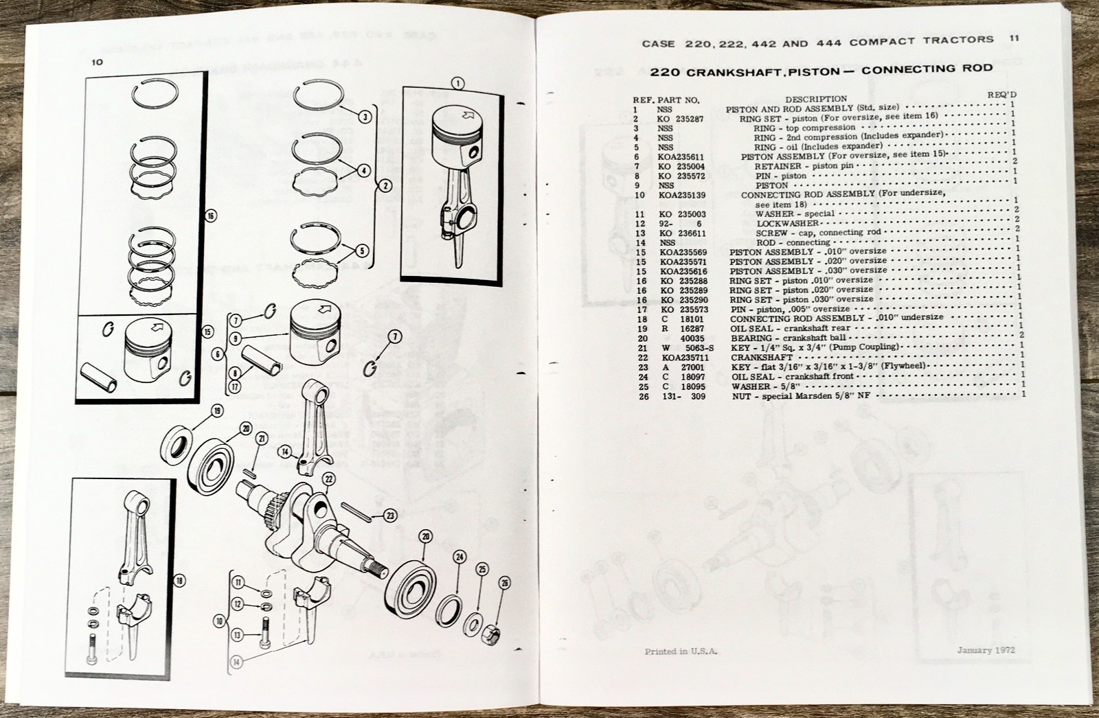 Tractor Service Parts Manual Fits 1978 Case 220 222 224 444 Compact Garden Book