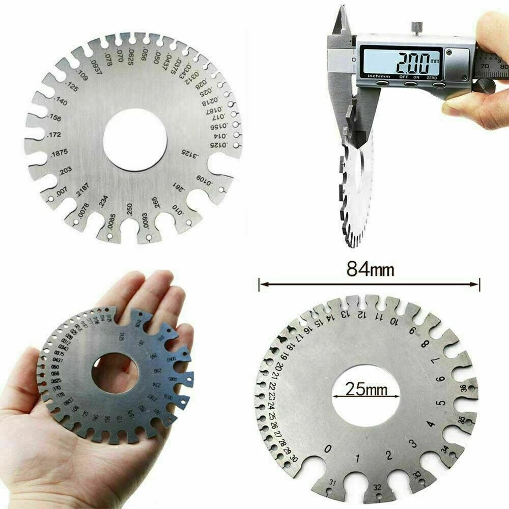 2PCS Sheet Metal Gauge Thickness Gage Wire Gauge Measuring Tool Stainless Steel