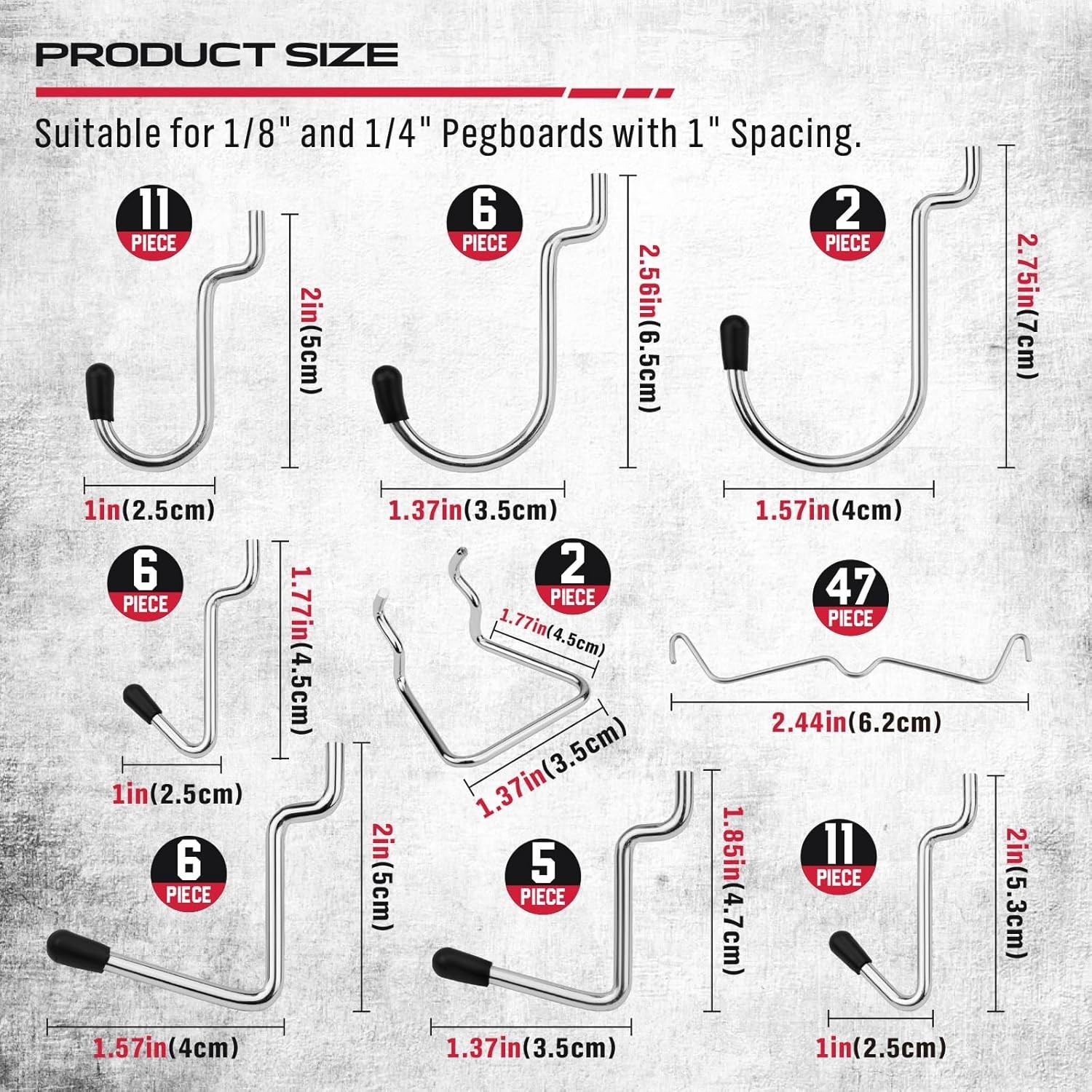 Ultimate 121-Piece Pegboard Hooks Set, Pegboard Accessories with Metal Hooks, Du