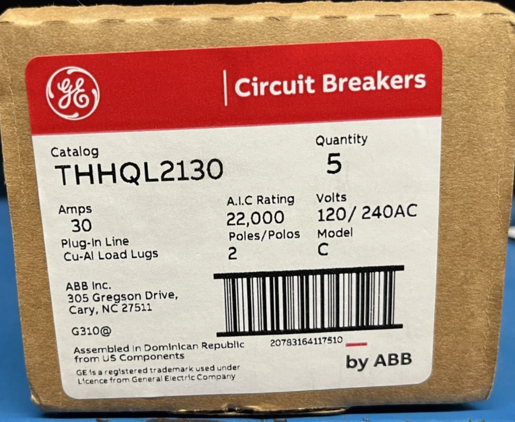 NEW GE ABB THHQL2130 22Kaic 2P 30A 120/240 PLUG-IN CIRCUIT BREAKER