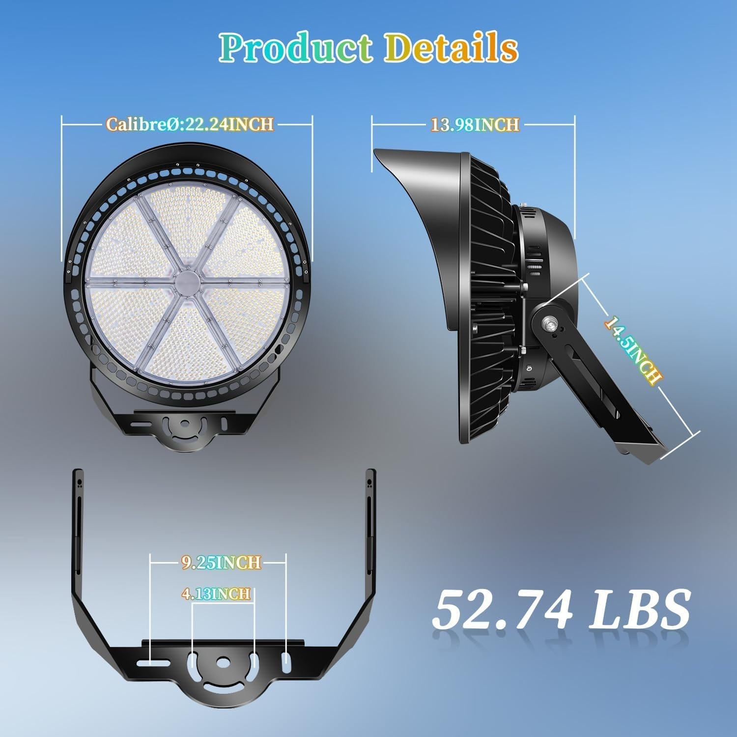 800W Dimmable LED Stadium Farm Arena Light IP66 Round Commercial Flood Light