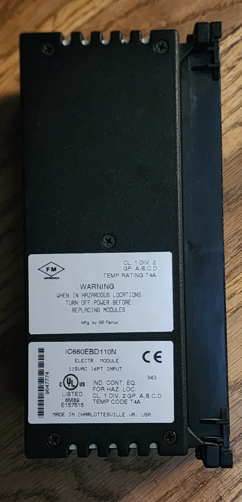 GE Fanuc Genius, Cat # IC660BBD110 Electronic Module 115VAC / 50/60Hz