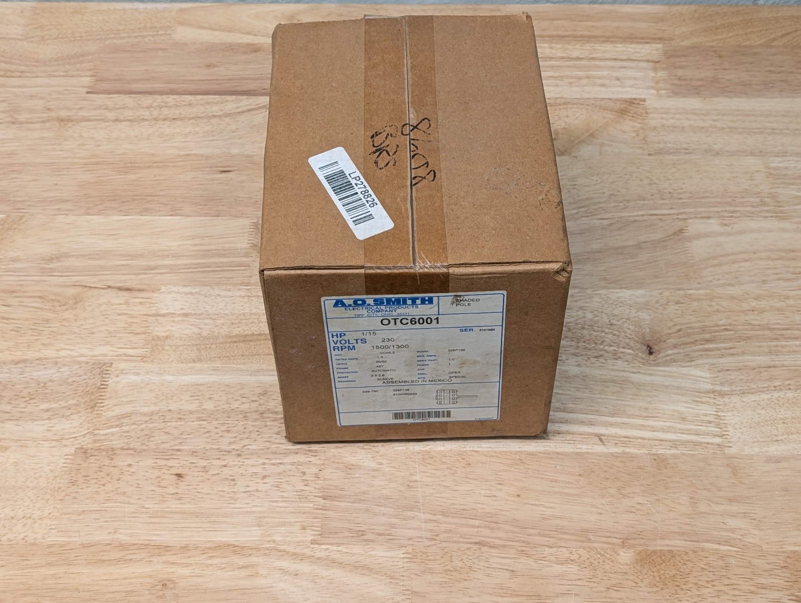 AO Smith OTC6001 Condenser Fan Motor 1/15HP 1500RPM 1.3 Amp 230VAC