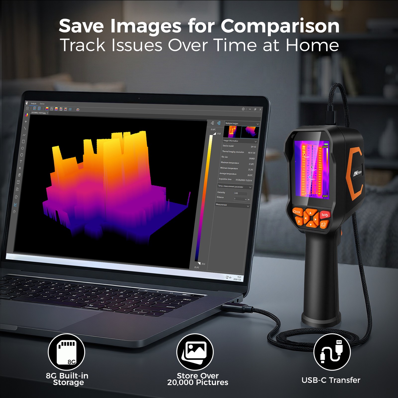 ANXTECH Handheld Infrared Thermal Imaging Camera TISR Resolution 512*384