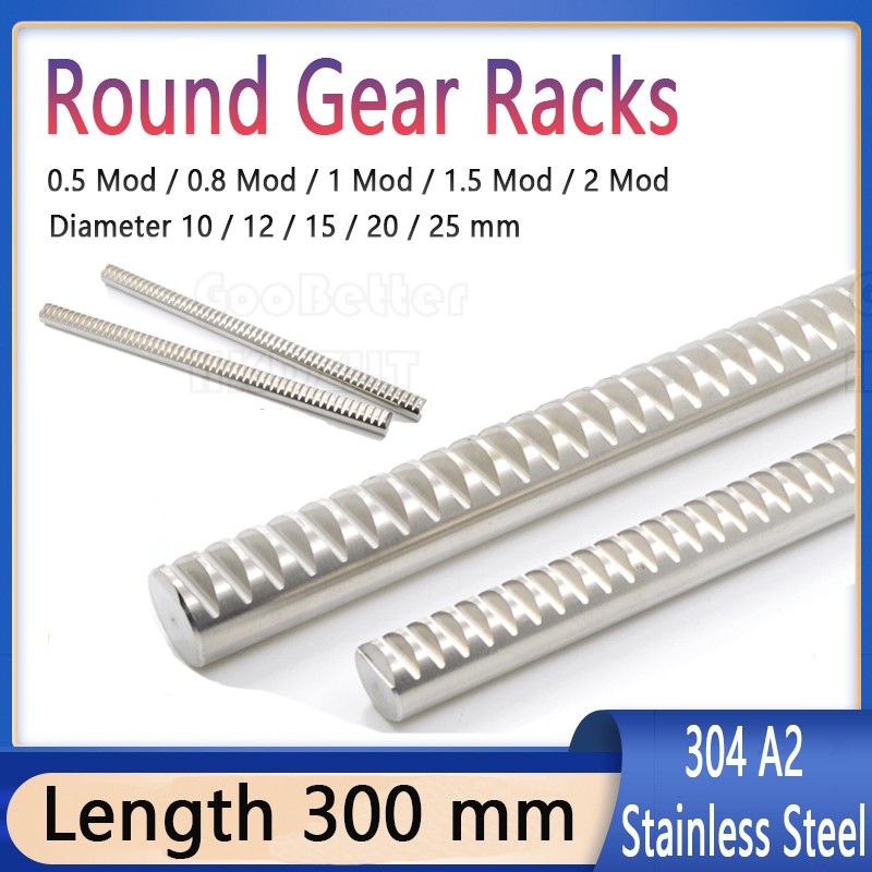 Round Gear Racks 0.5 – 2 Module 300 mm For CNC Router Linear Motion A2 Stainless