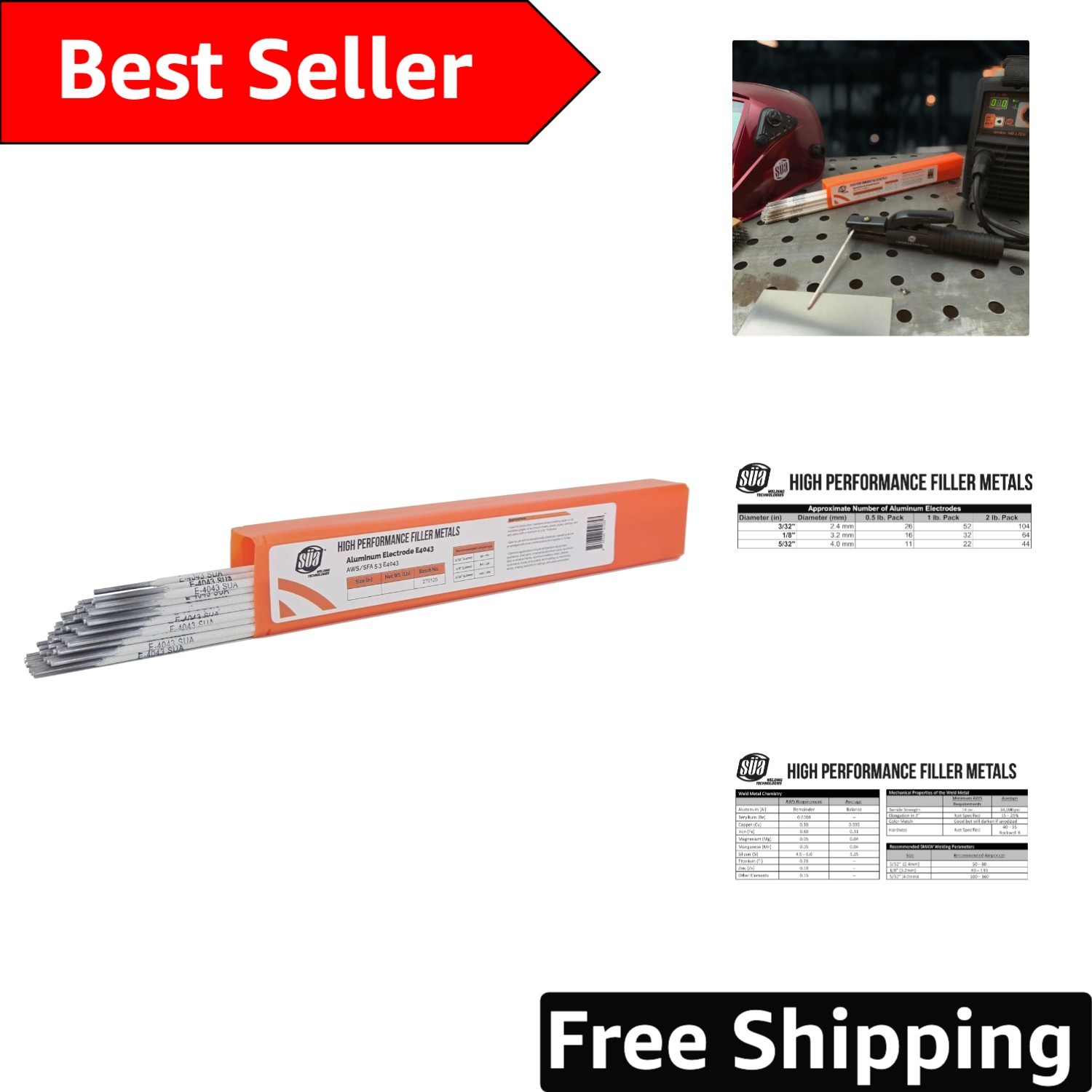 Easy Use E4043 Aluminum Stick Electrode 1/8″ x 14″ for Strong Welds