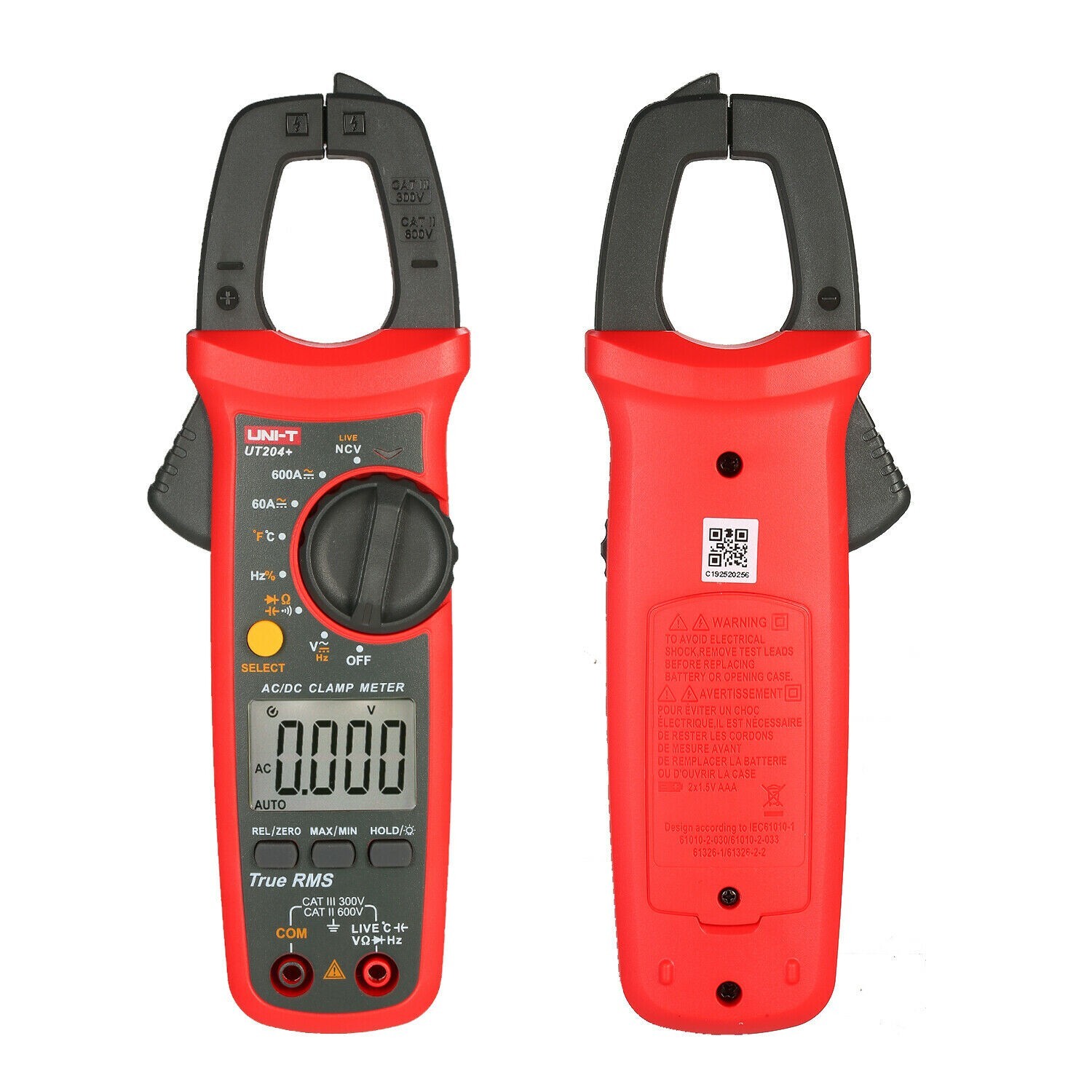 UNI-T TRMS Digital Clamp Meter AC DC NCV Multimeter Cap Live Wire Tester UT204+