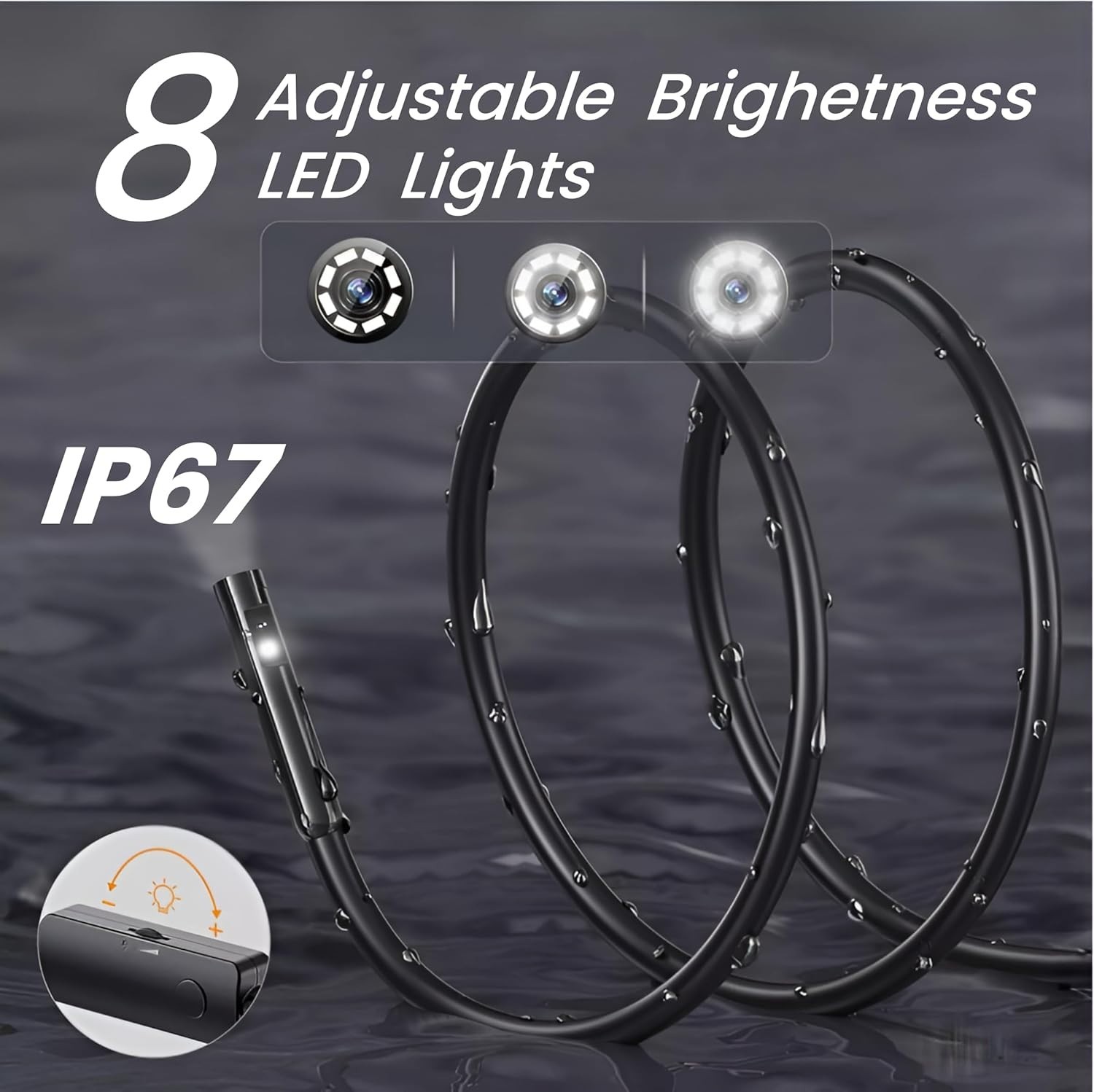 Dual-Lens Endoscope Camera with Light,Borescope with 8 Adjustable LED Lights …