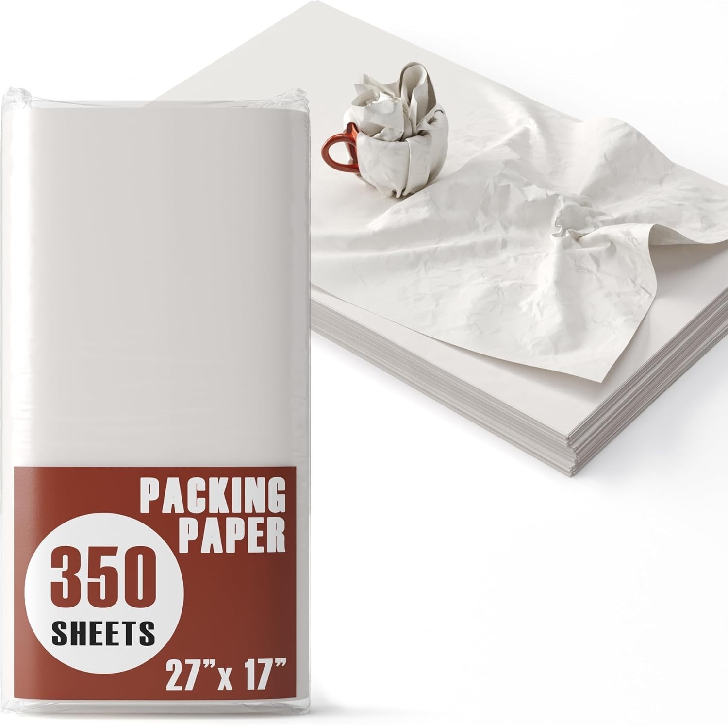 Moving Packing Paper Bundle – 350 Acid-Free Sheets, 27″ x 17″ for Fragile Items