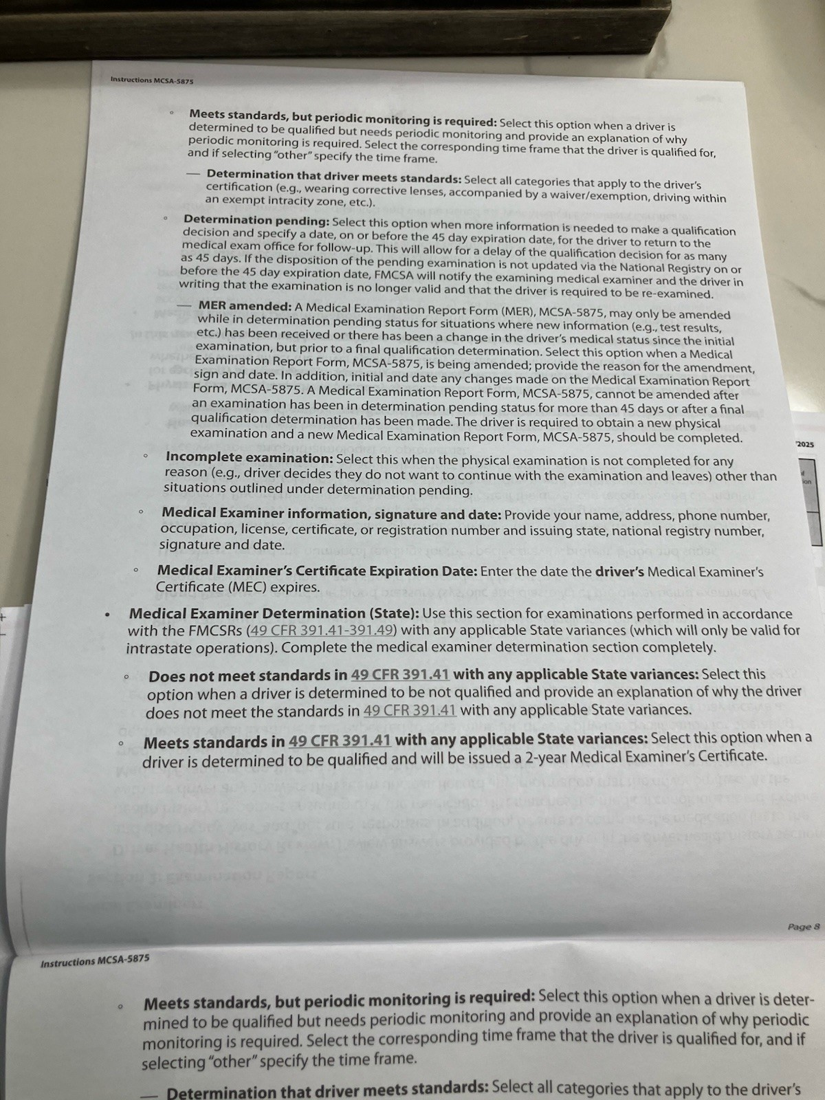 Medical Examination Forms MCSA-5875 and MCSA-5876 (20) Pack Of Each