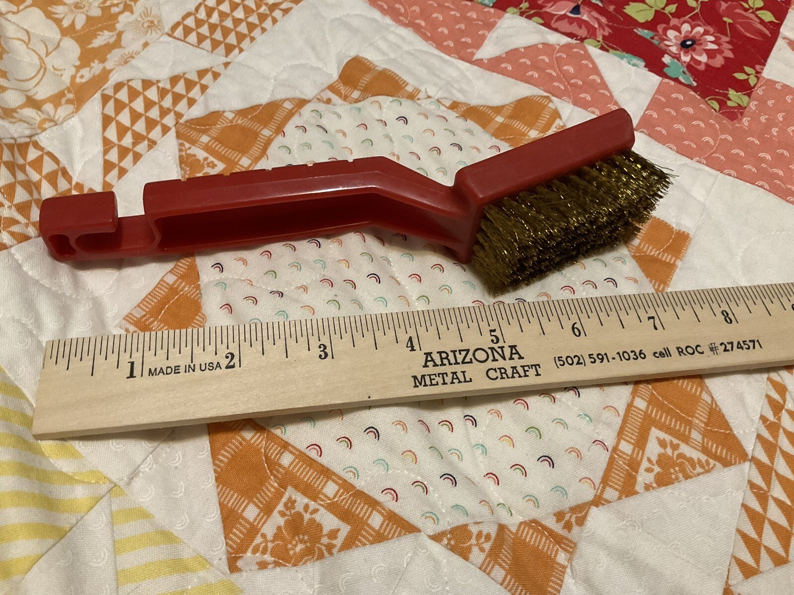 7” Wire Brush Automotive Metal Work Surface Cleaning Plastic Handle Copper? Wire