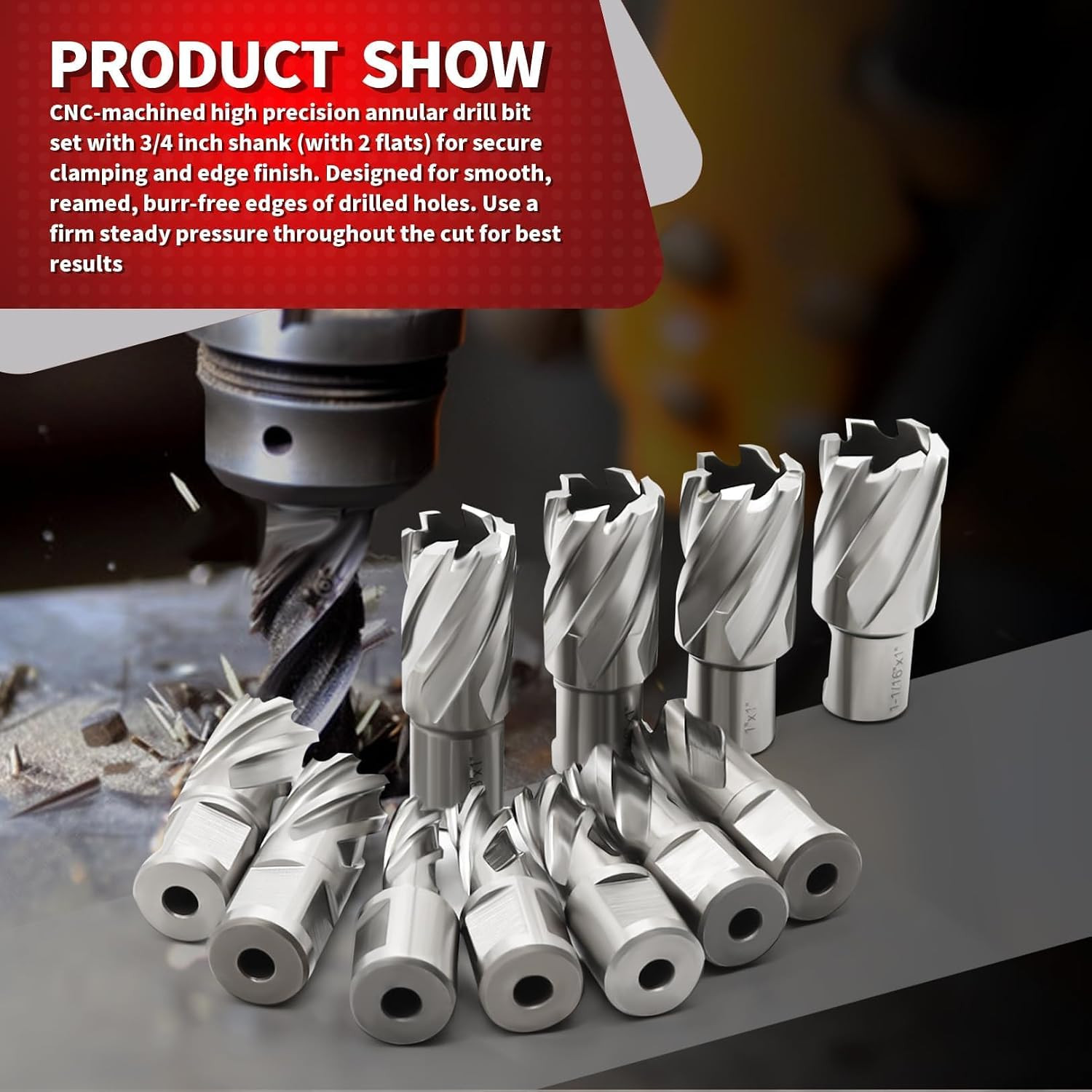 Nakkaa Annular Cutter Set 13 Pcs Shank Mag Drill Bits Cutting Depth