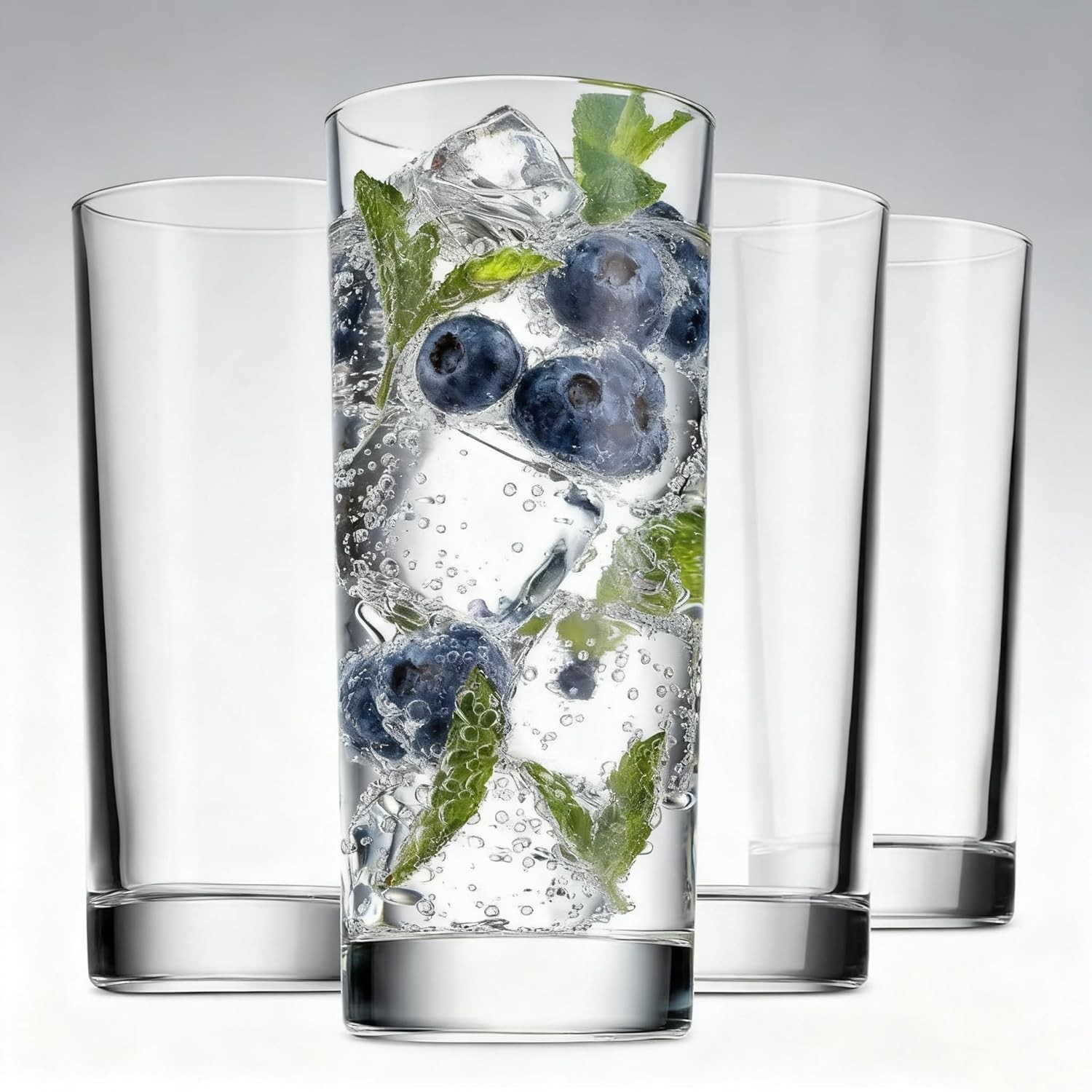 Everyday Drinking Glasses Set of 8, 14oz Tall Glass Cups & 10.5oz Short Dof