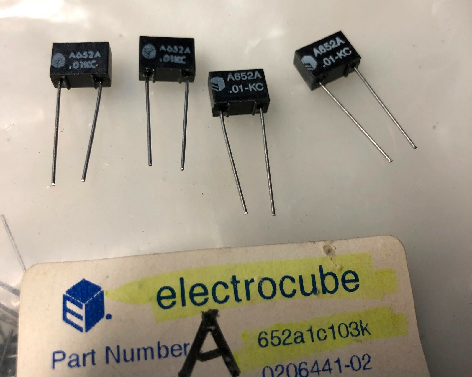 5 Electrocube Metallized Polycarbonate Capacitor 652A1C103K, 0.01 uf, 10% 200 V