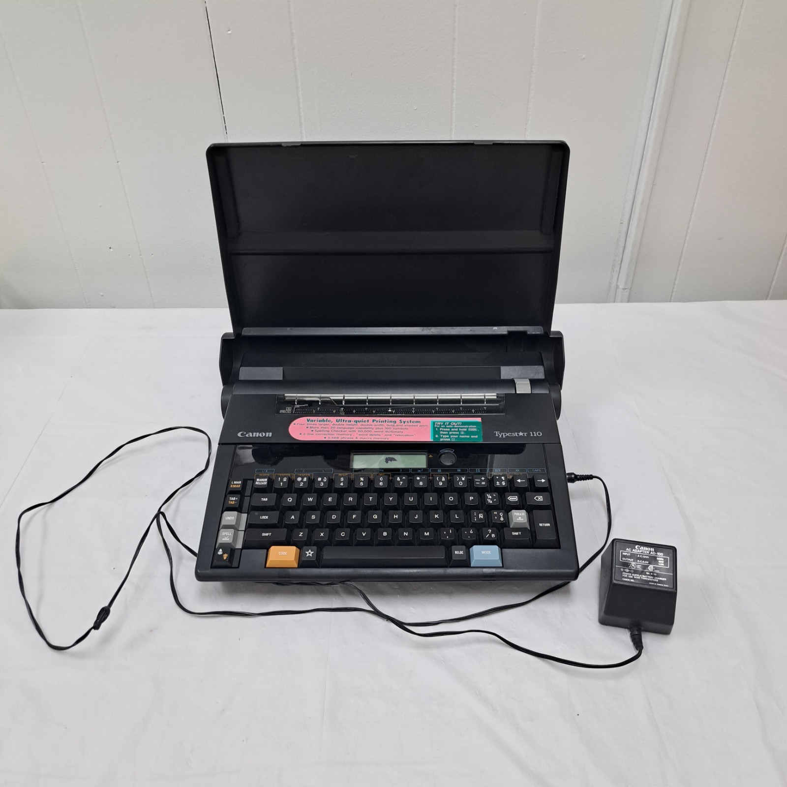 Canon Typestar 110 Black Portable Electronic Typewriter Tested Works