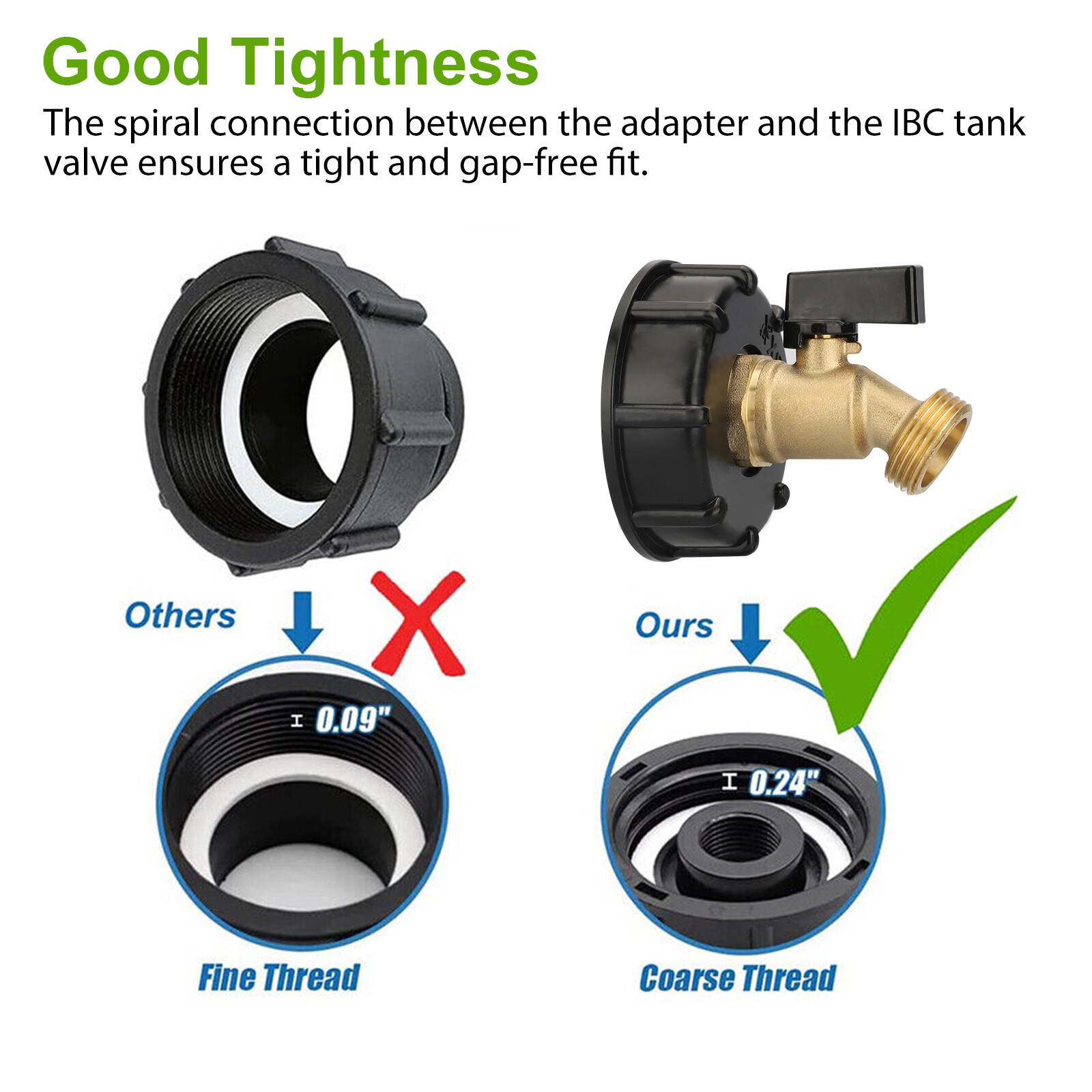 275 330 Gallon IBC Tote Water Tank Adapter 2″ Brass Hose Faucet Valve Connector