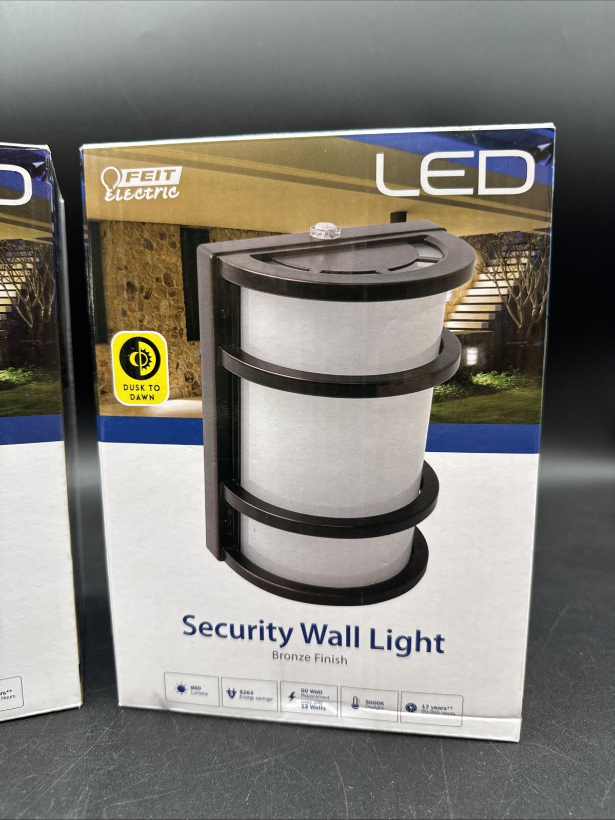 2 NEW Feit Electric 73702 Bronze 12W 850 Lumens Dusk to Dawn Security Wall Light