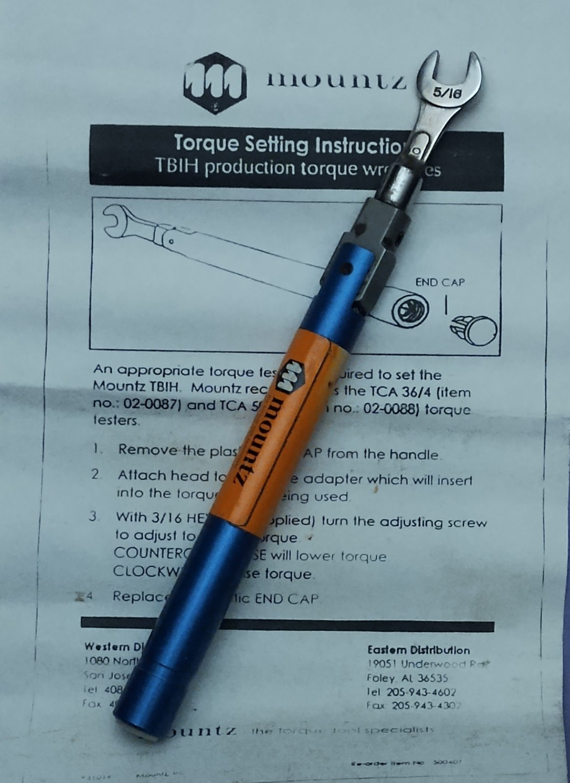 Mountz 5/16” Torque Wrench for Stainless Steel SMA Connectors 9 Inch-Pounds