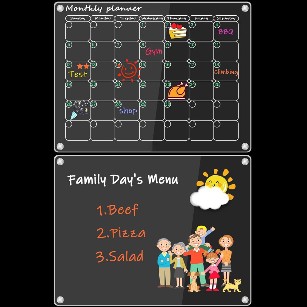 17×12 Fridge Acrylic Magnetic Calendars Dry Erase Month Week Daily Planner Board