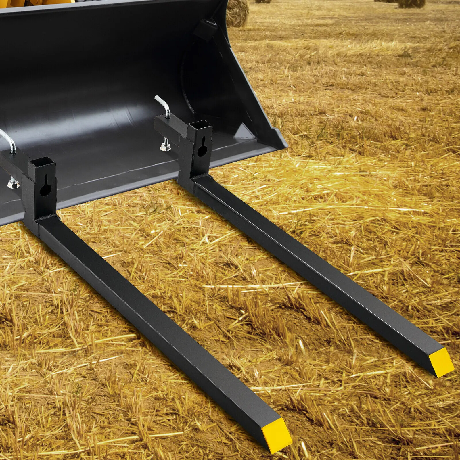 2000lbs 60” Clamp On Loader Bucket Skid Steer Tractor Pallet Forks Quick Attach