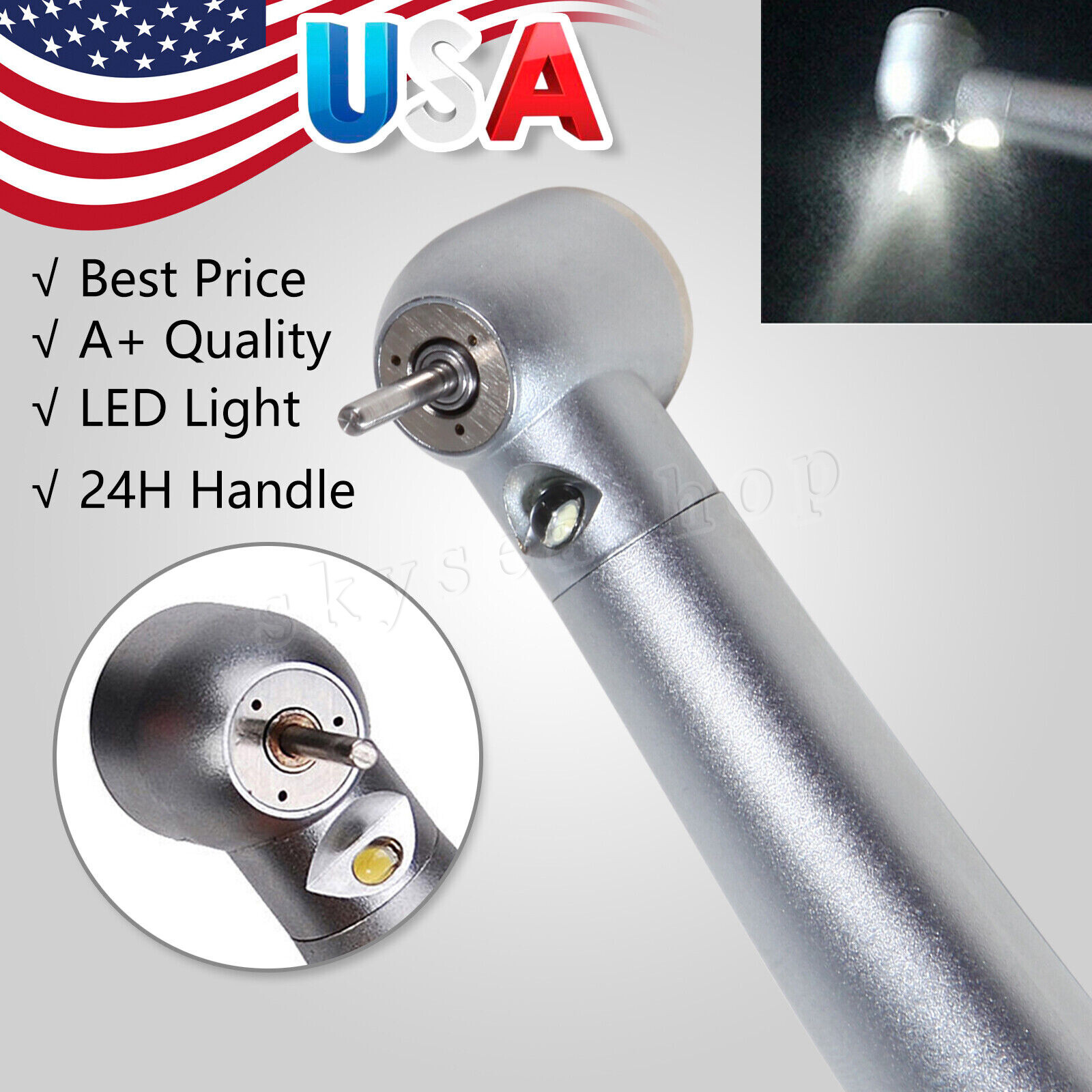 Pieza de mano LED turbina alta velocidad fibra óptica dental for NSK 4 Holes M4