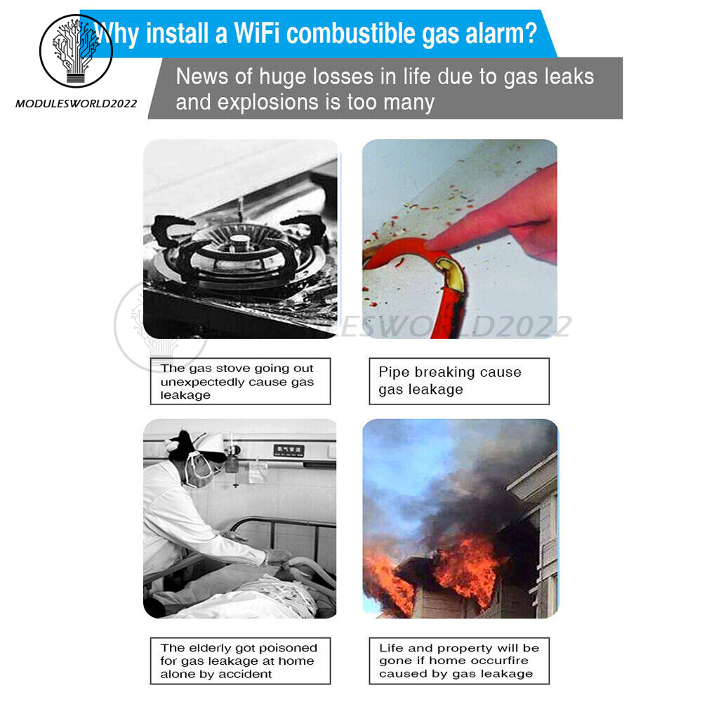 Gas Leak Detector Tuya Wifi Combustible Gas Alarm for Home Natural Gas Sensor