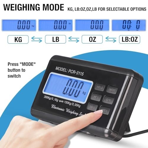 Digital Shipping Scale 660lb 0.2lb LCD Stainless Steel Platform Backlit Display