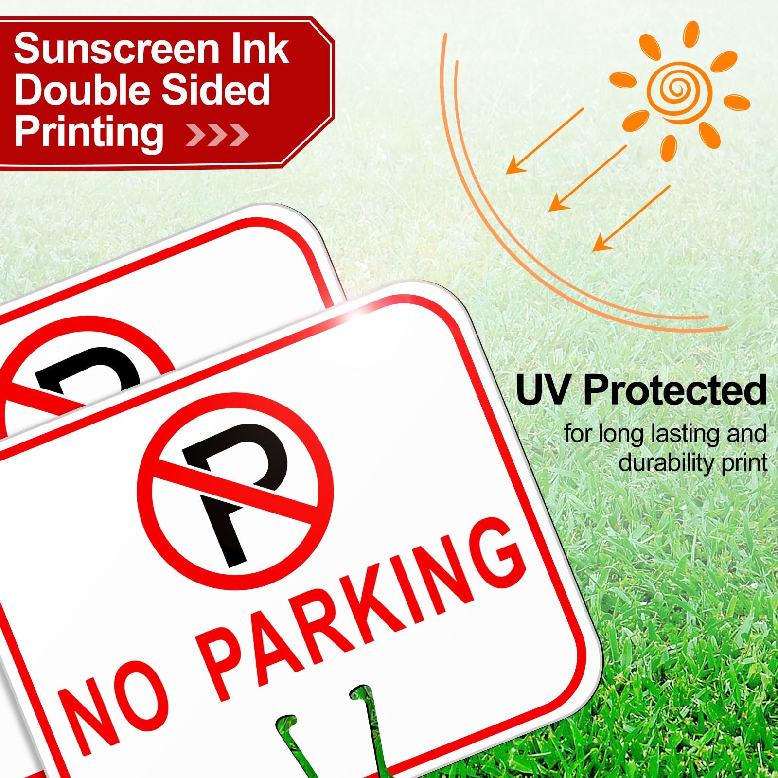 No Parking Signs Traffic Cone, 12.6×10.43″ Plastic Top Warning Sign for Road 6Pc