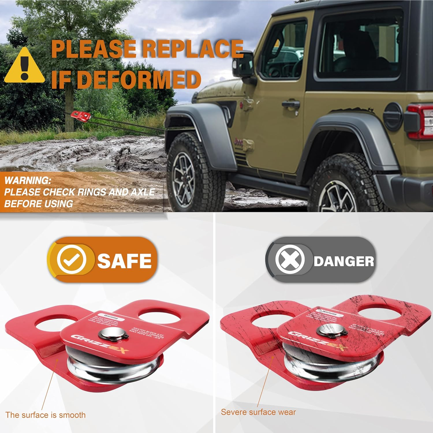 4.8T Heavy Duty Winch Snatch Block, 10,500 Lbs Working Load, for Synthetic Rope