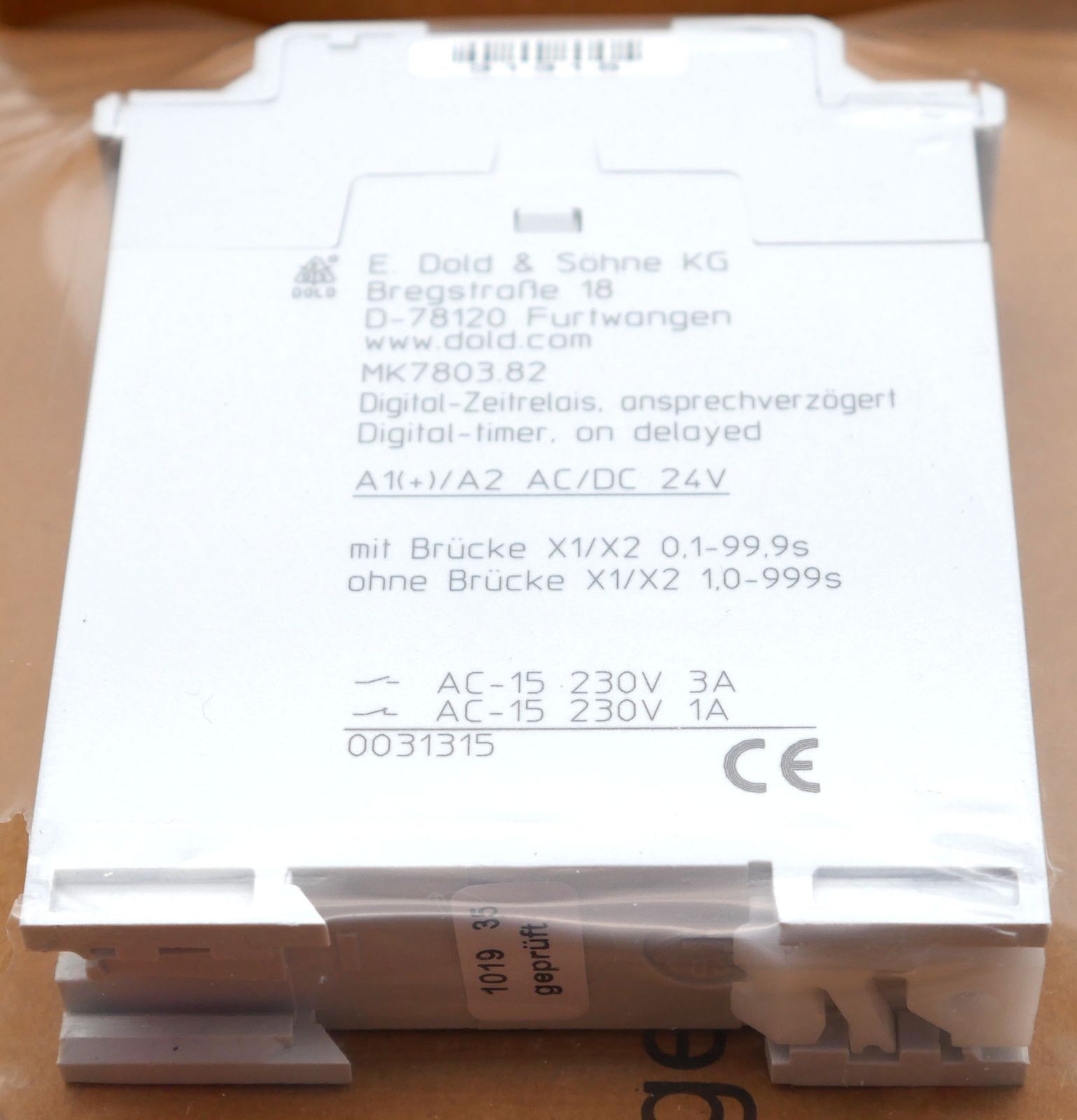 Dold MK7803.82 AC/DC24V 0.1-999S 0031315 Digital Timing Relay -Unused/Original Box-