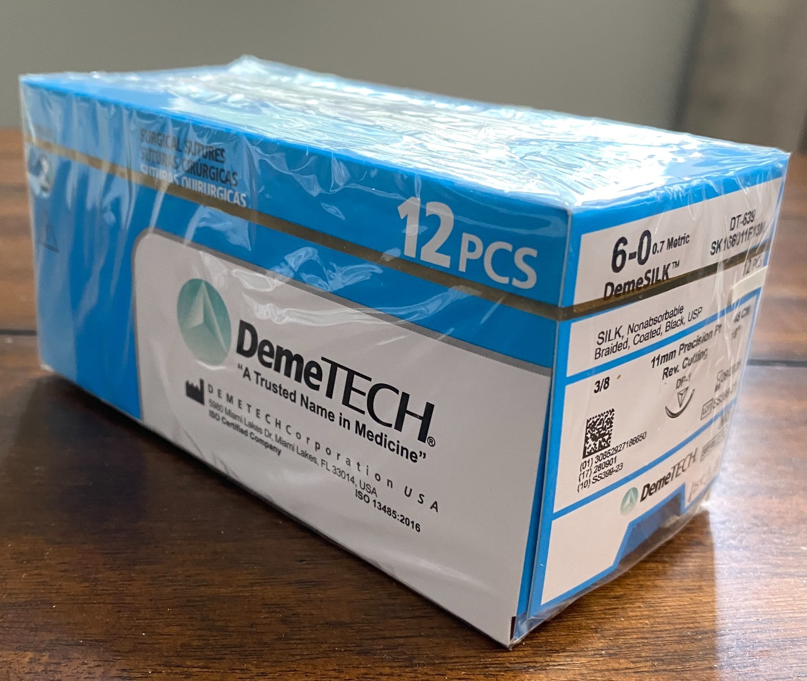 DemeTECH DemeSILK 6-0 Silk Surgical Sutures DT-639 12 PCS Exp 09/2028 Sealed