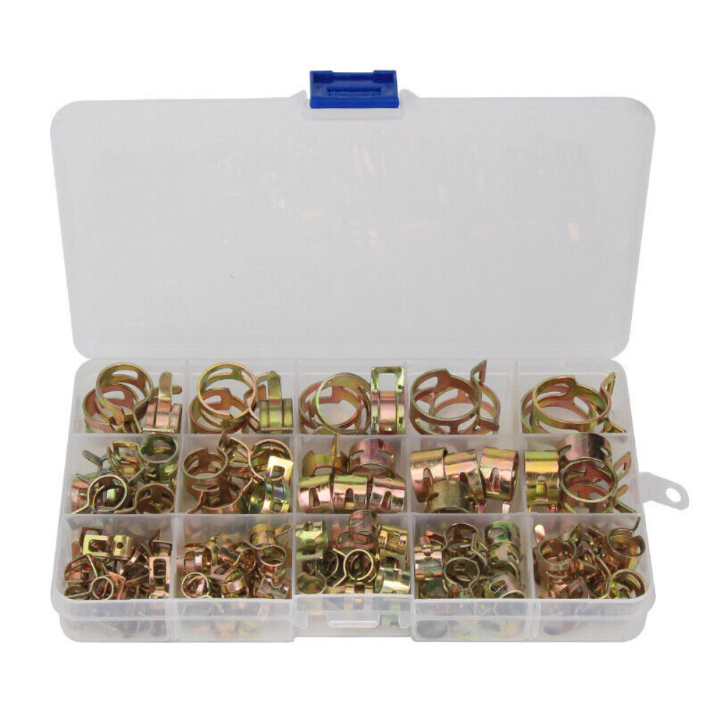 115pcs Hose Clamp Assortment Kit Steel Spring Clip Water Fuel Tube Pipe / Pliers