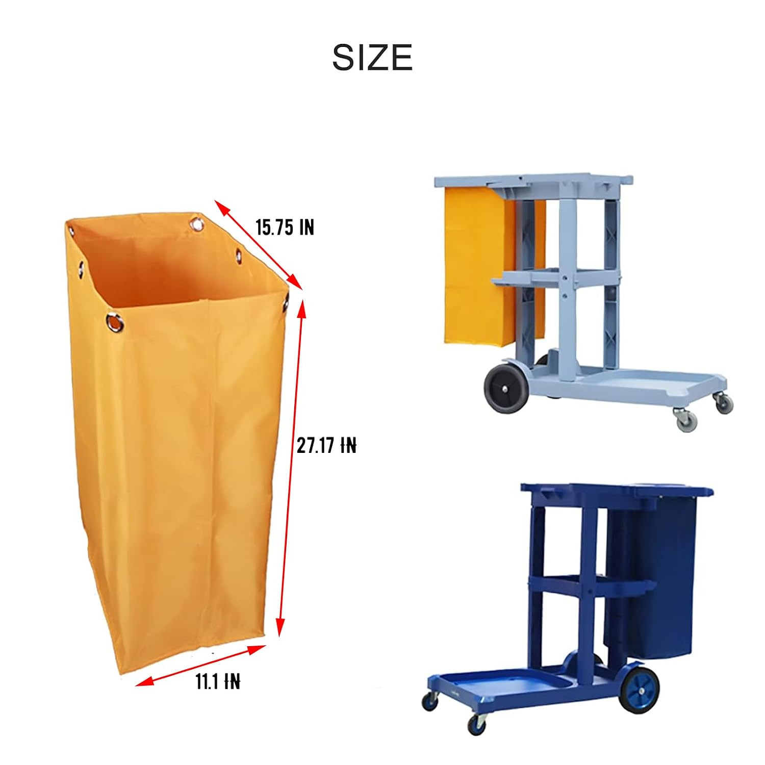 Replacement Janitorial Cart Bag-16 X 11 X 27Inches, High Capacity Waterproof Thi