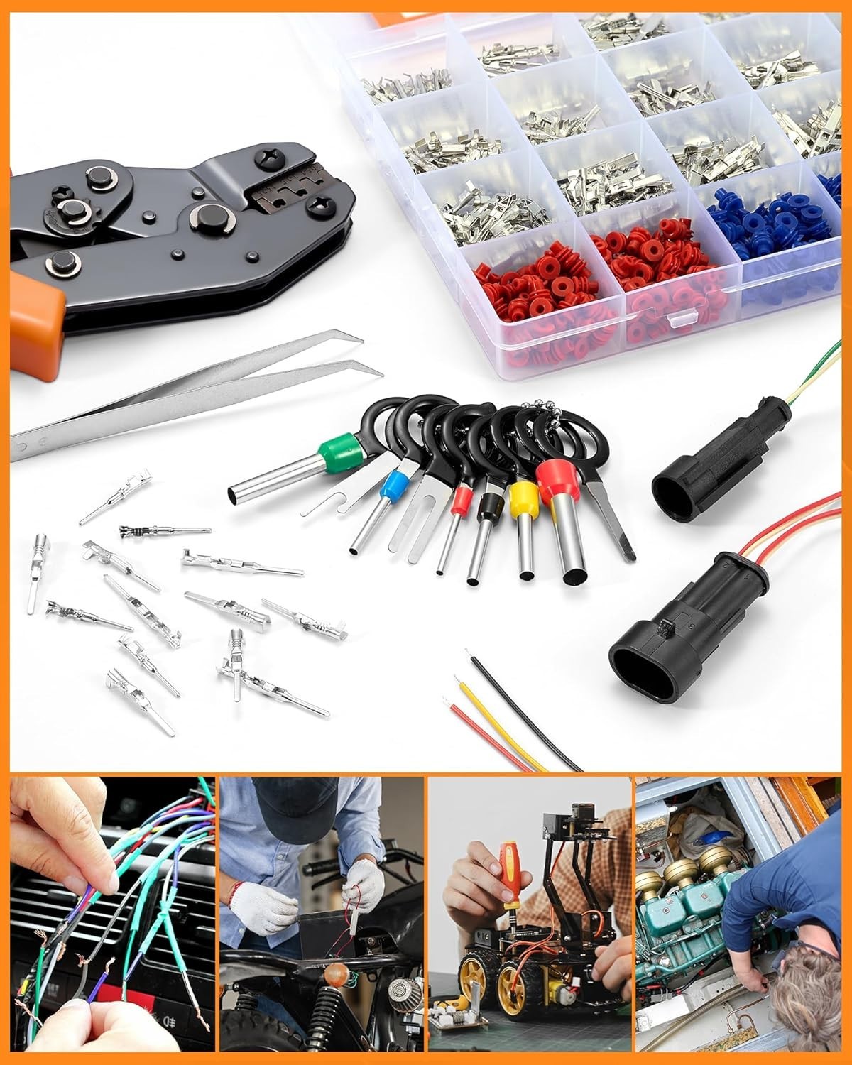 Pin Connector Kit 944Pcs for Automotive, 21 Non-Insulated Types Available