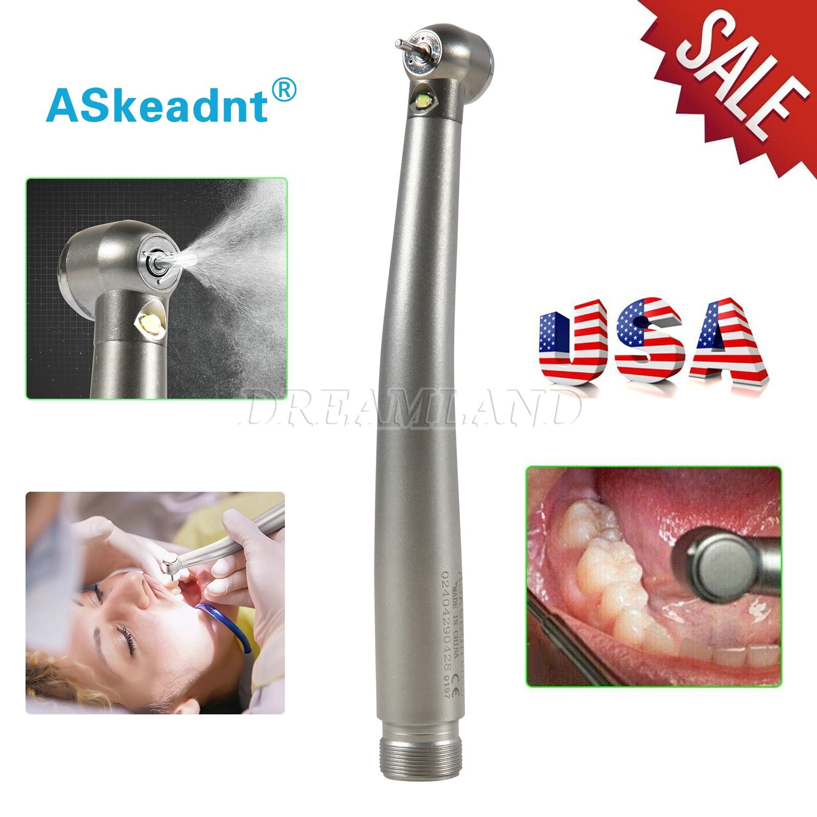 10X Askeadnt Dental High Speed Fiber Optic E-generator LED handpiece Push button