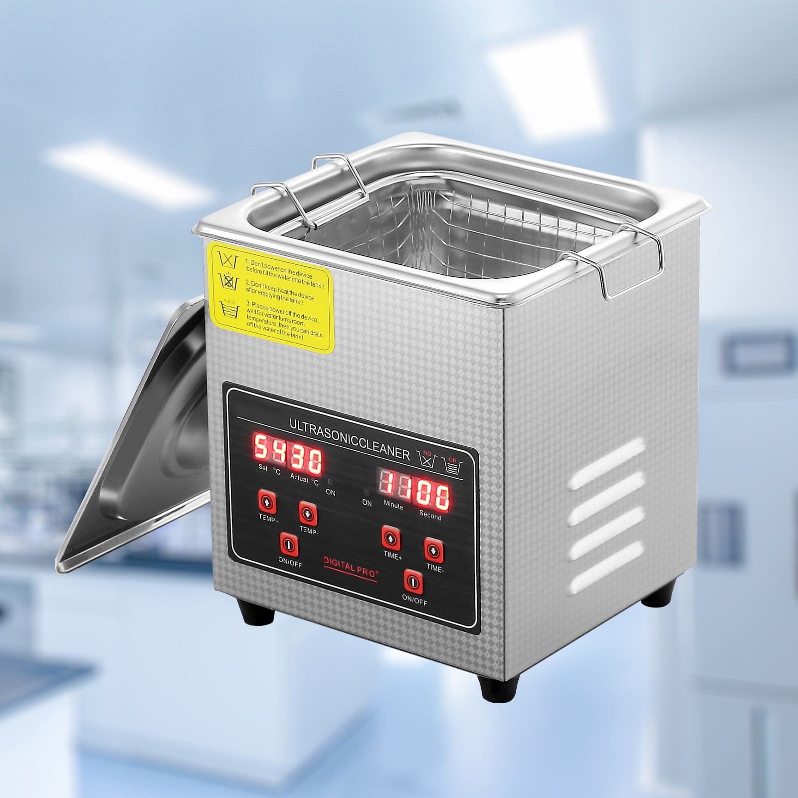 VEVOR 2L Ultrasonic Cleaner with Timer Heating Machine Digital Sonic Cleaner