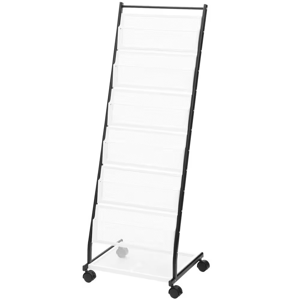 Brochure Display Rack, 6-Tier Magazine Display Stand, White 18.7 In. W X 53.3 In