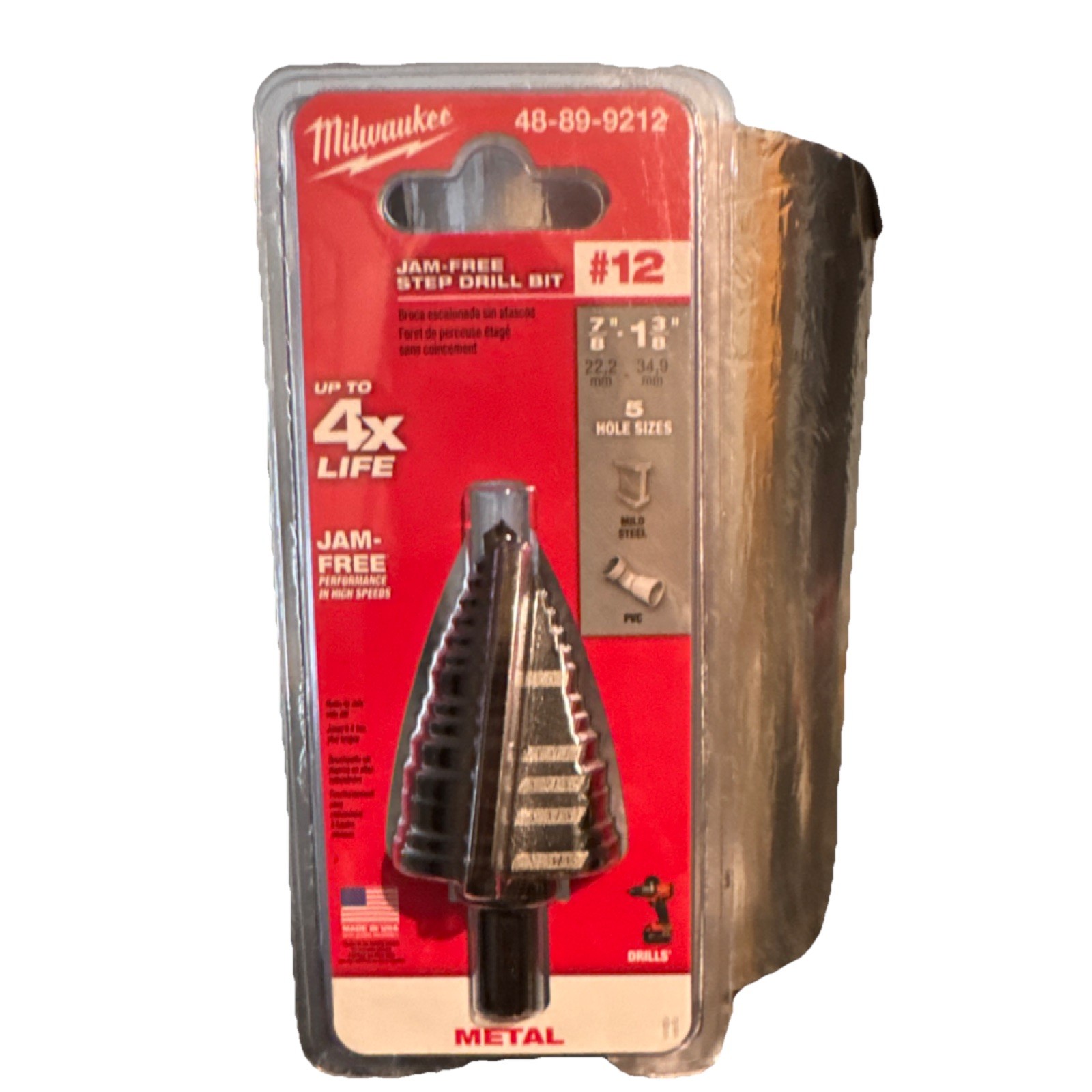 Milwaukee 48-89-9212 High Speed Steel Step Drill Bit 7/8–1-3/8 in