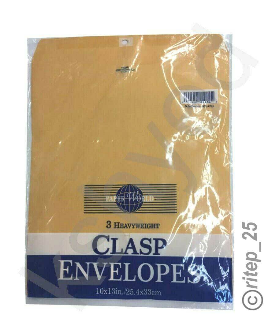 Clasp Brown Envelopes- 10×13 Inch Heavyweight Paper- 3 Packs of 3 (9 Pcs)