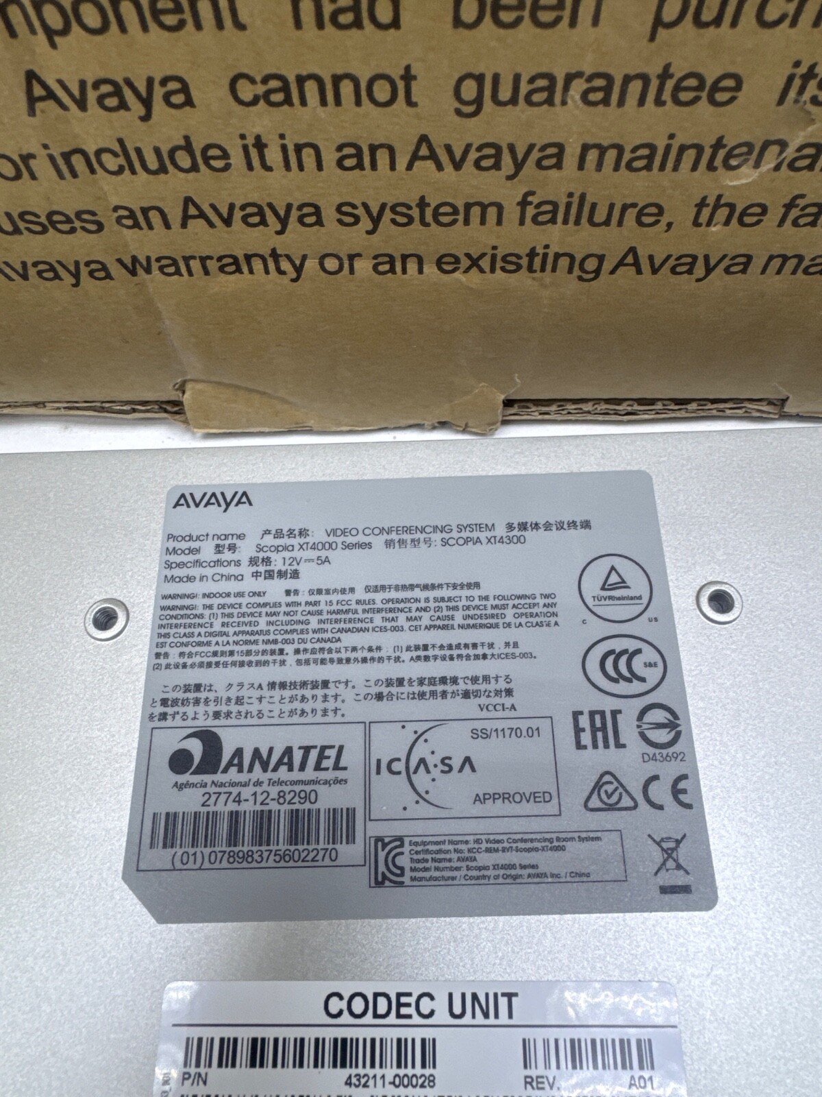 Avaya Scopia XT4300 Room System WITHOUT ANY ACCESSORIES