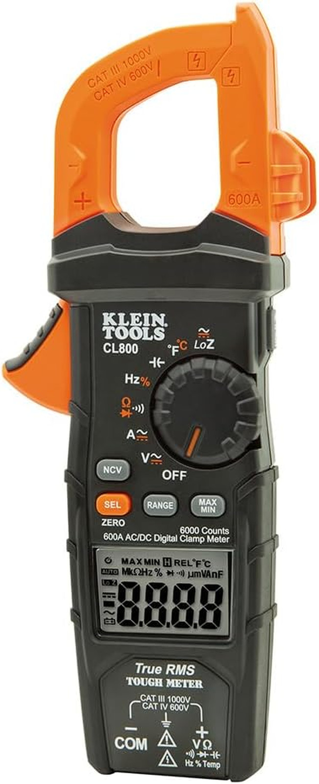 CL800 Digital Clamp Meter, Auto Ranging TRMS, AC/DC Volt/Current, LOZ, Continuit
