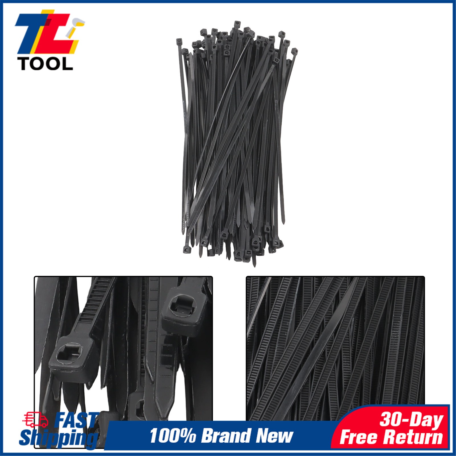 8in 1000pcs Uv Rated Zip Ties 40lb Self-Locking Plastic Cable Ties Width 0.14in