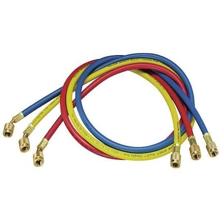 Yellow Jacket 21985 Manifold Hose Set,60 In,Red,Yellow,Blue
